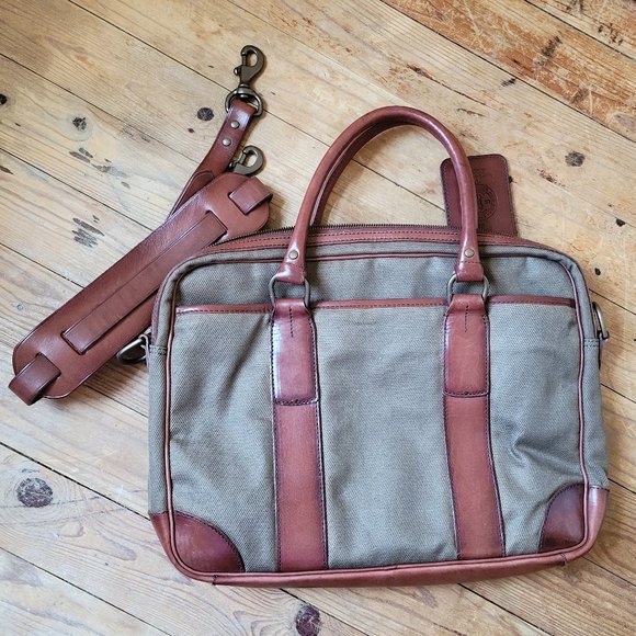 Ralph Lauren Natural Soft Waxed Canvas and Leather Messenger Bag - Picture 2 of 11